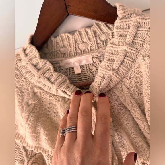 $465 LoveShackFancy Avenue Pullover Sweater Cable Knit Pom Pom Sand Castle S - Picture 6 of 7